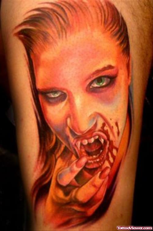 Vampire Girl Face Tattoo