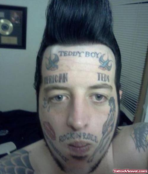 Rock N Roll Teddy Boy Face Tattoo