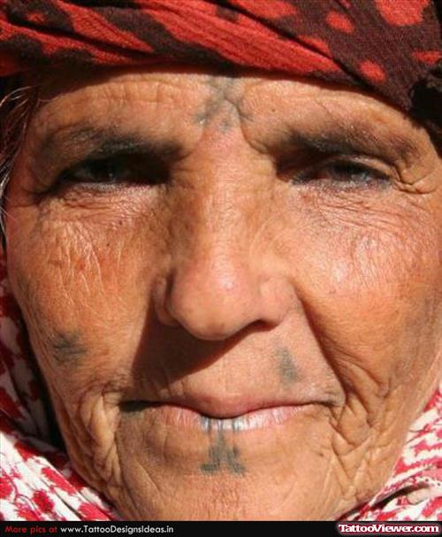 Old Lady With Face Tattoo