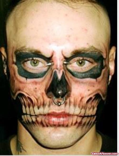 Skull Tattoo On Face