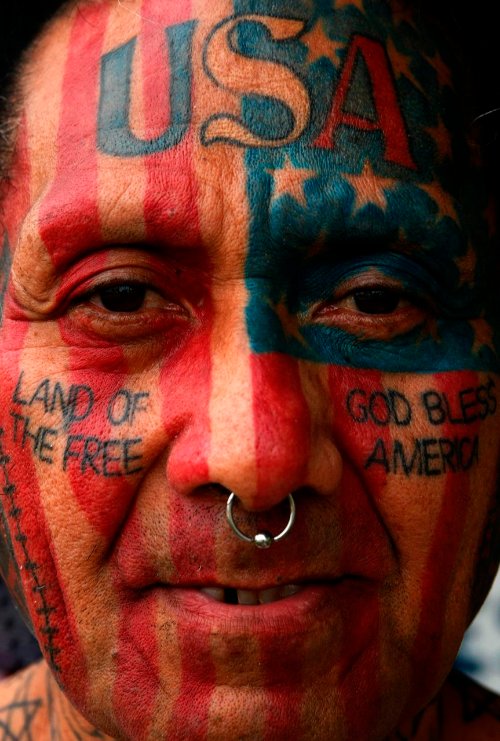 Wonderful Us Flag Face Tattoo