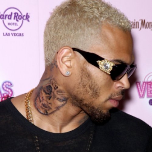 Chris Brown Girl Face Tattoo On Neck