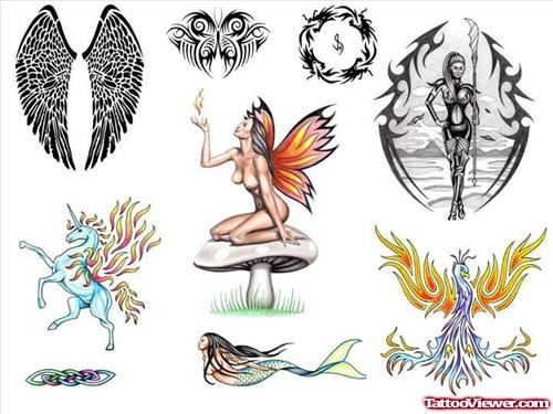 Wonderful Colored Fairy Tattoos Designs
