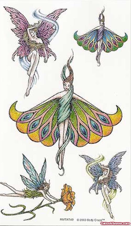 Latest Colored Fairy Tattoos Designs
