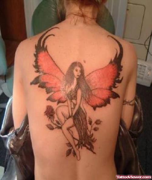 Fairy Back Body Tattoo For Girls