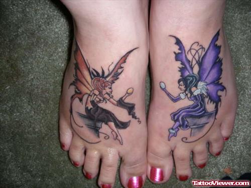 Girl With Fairy Tattoos On Feet