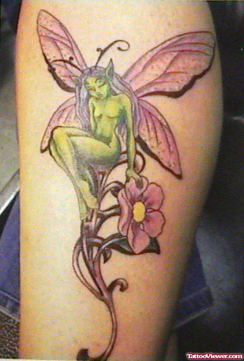 Flower And Fairy Tattoo