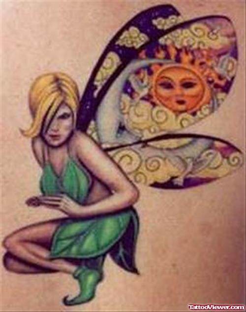 Attractive Colored Fairy Tattoo