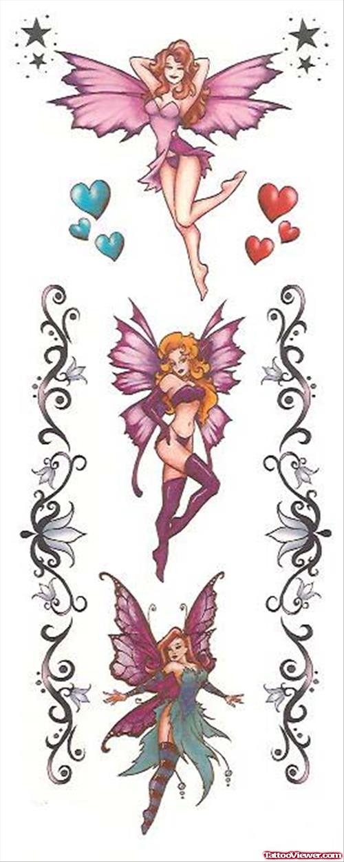 Unique Colored Fairy Tattoos Designs