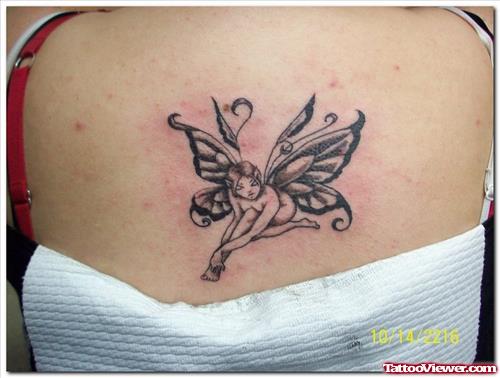 Awesome Fairy Tattoo On Girl Upperback