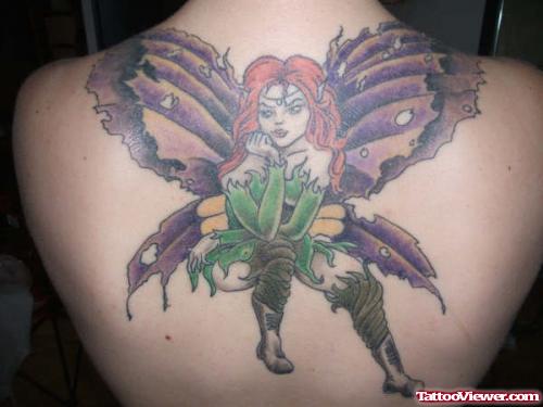 Upperback Colored Fairy Tattoo