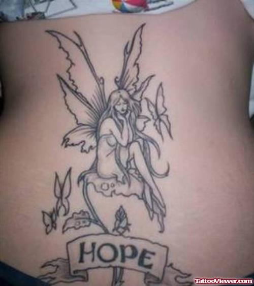 Hope Banner And Fairy Tattoo