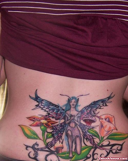Tribal And Flowers With Fairy Tattoo