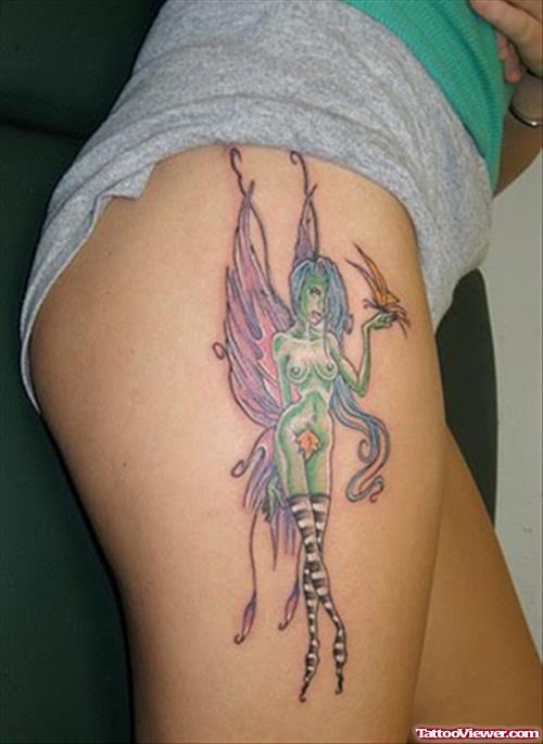 Right Leg Gothic Fairy Tattoo