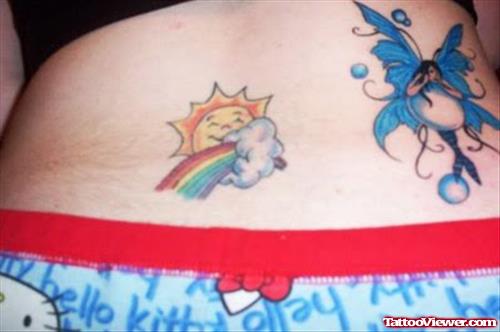 Rainbow Sun And Fairy Tattoo