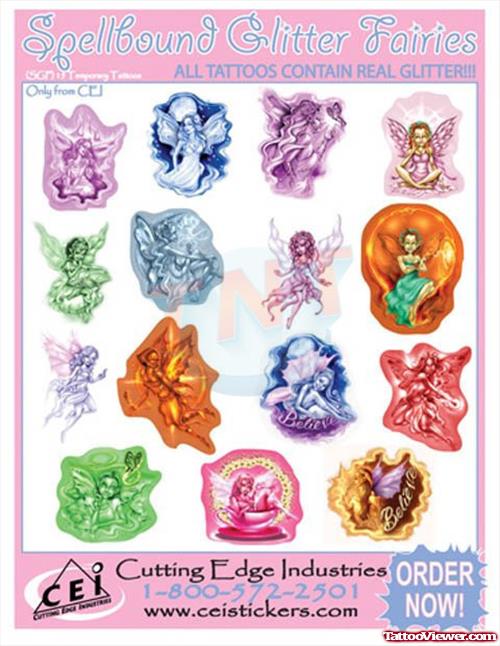 Glitter Fairy Tattoos Designs