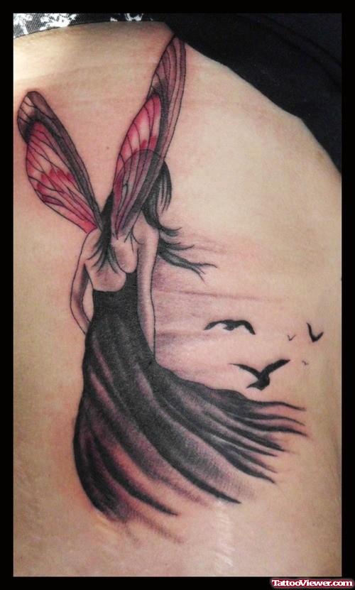 Flying Birds And Fairy Tattoo