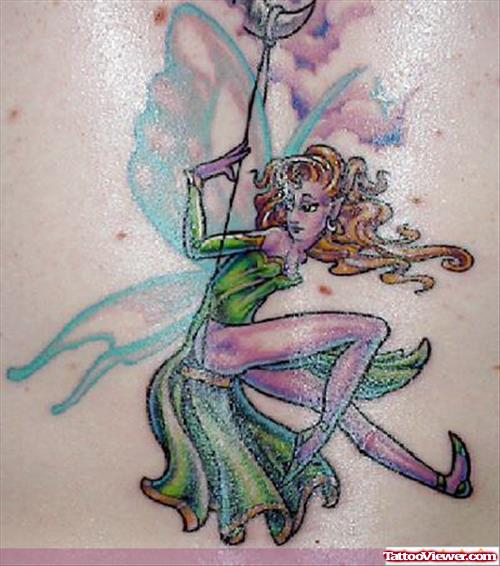 Colored Ink Fairy Tattoo For Girls
