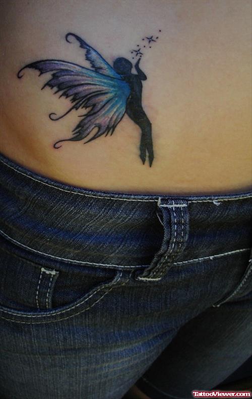 Colored Fairy Tattoo On Hip