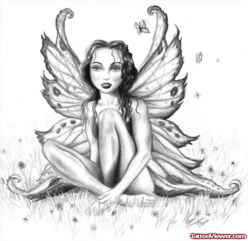 Awesome Fairy Girl Tattoo Design