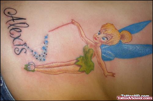 Alexis Colored Fairy Tattoo On Back