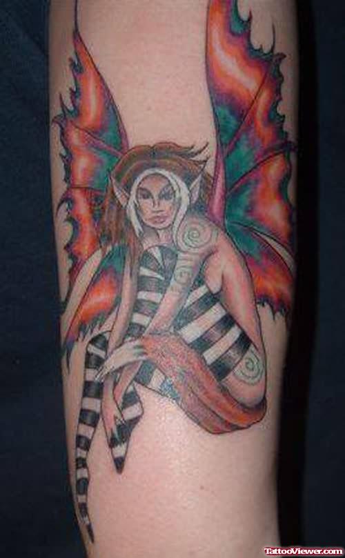 Fairy Tattoo Art On Leg