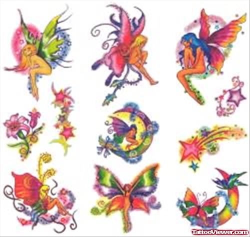 Fairy Colourfull Tattoo Designs