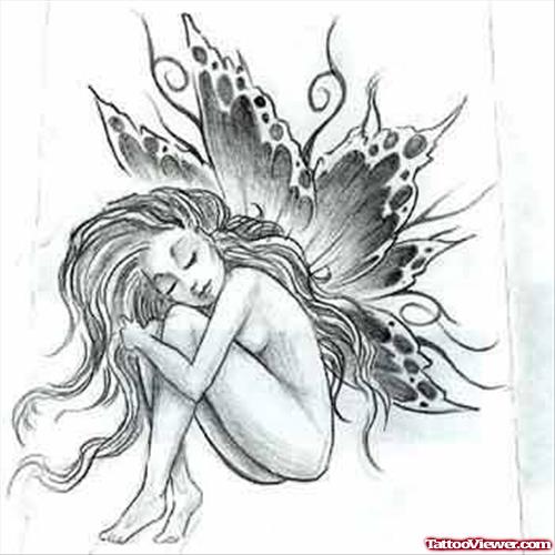 Sleeping Fairy Tattoo Smaple