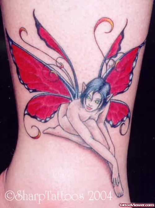 Red Wings Fairy Tattoo
