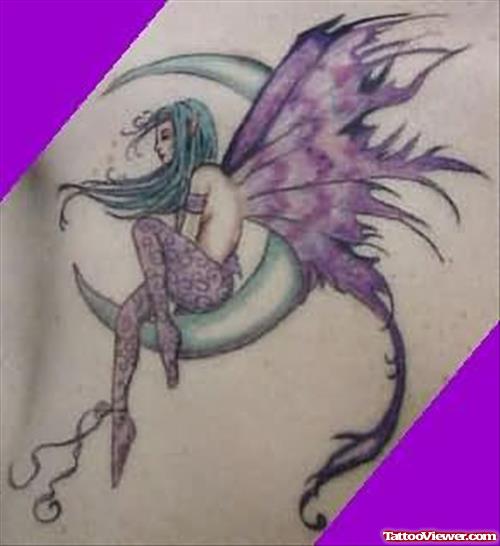 Fairy Sitting On Moon Tattoo