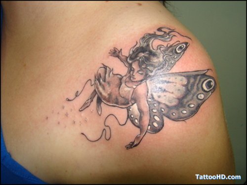 Left SHoulder Fairy Tattoo