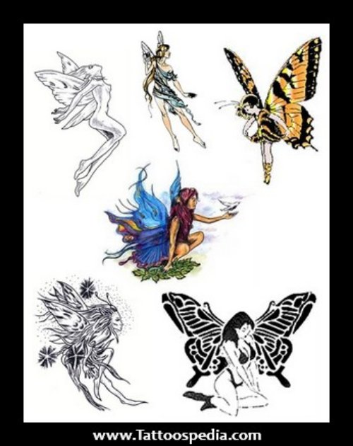 Colored Fairies Tattoos Designs