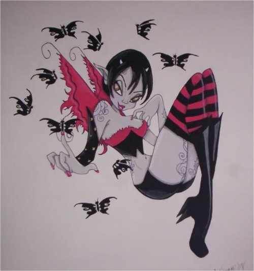 Black Butterflies And Fairy Tattoo Design