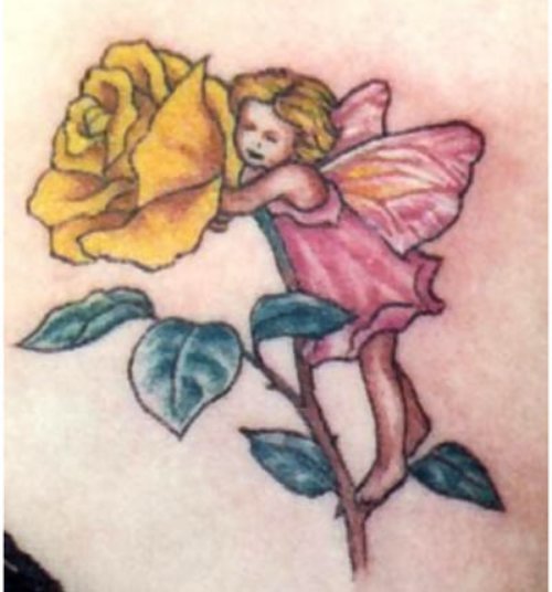 Yellow Rose And Fairy Tattoo