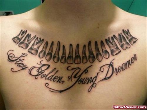 Grey Ink Molar Teeths - stay Golden Young Dreamer Faith Tattoo