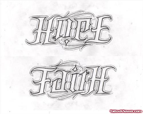 Ambigram Hope and Faith Tattoo Design