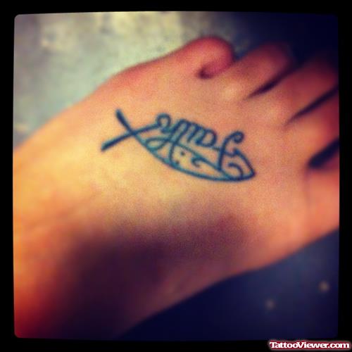 Jesus Fish Faith Tattoo On Left Foot