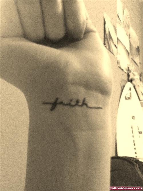 Awesome Wrist Faith Tattoo For Girls