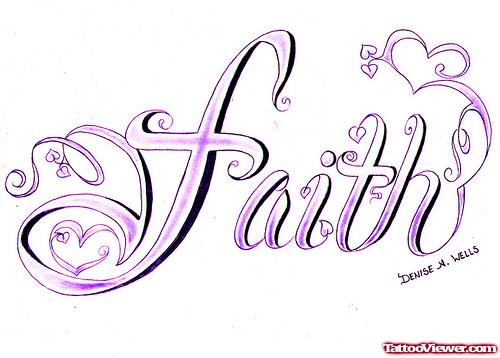 Purple Ink Faith Tattoo Design