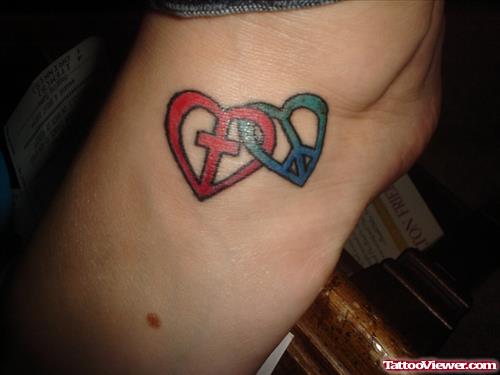 Peace And Faith Hearts Tattoo