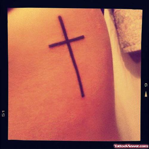 Black Ink Cross Faith Tattoo