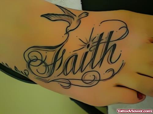 Flying Dove And Faith Tattoo