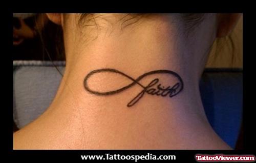 Back Neck Infinity Sign Faith Tattoo