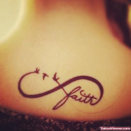 Flying Birds And Infinity Faith Tattoo On Back