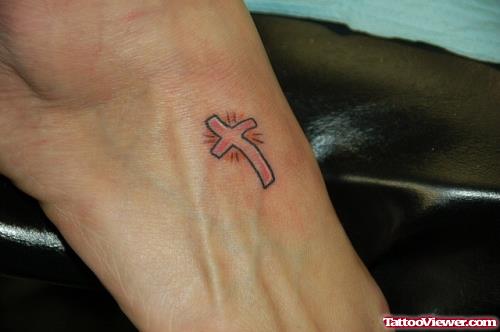 Cross Faith Tattoo On Right Foot