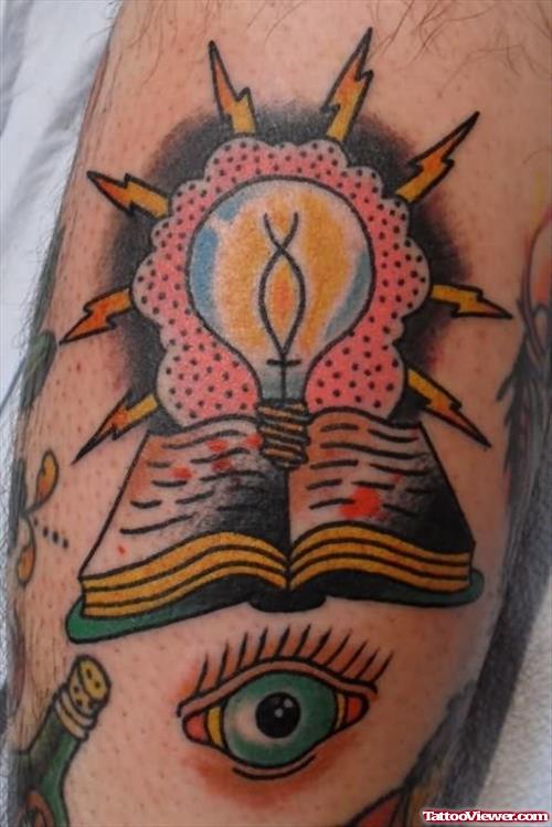 Boook And Bulb Tattoo