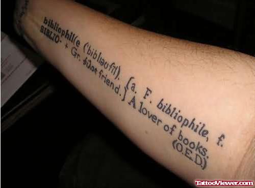 Bibliophile Tattoo On Arm