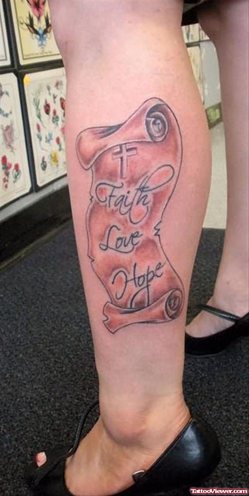 Faith Tattoo On Leg
