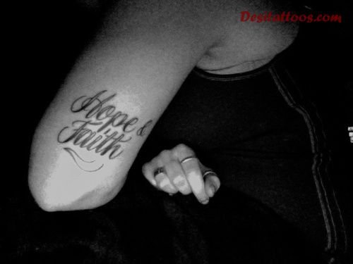 Hope & Faith Tattoo On Arm