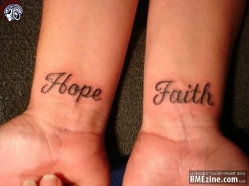 Hope and Faith Couple Tattoo